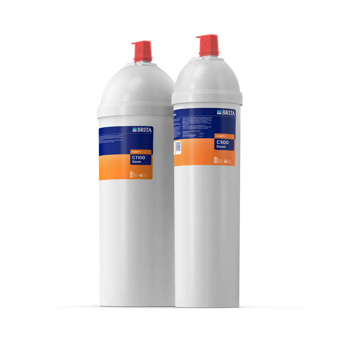 Set of BRITA water filter cartridges PURITY C Steam on a white background