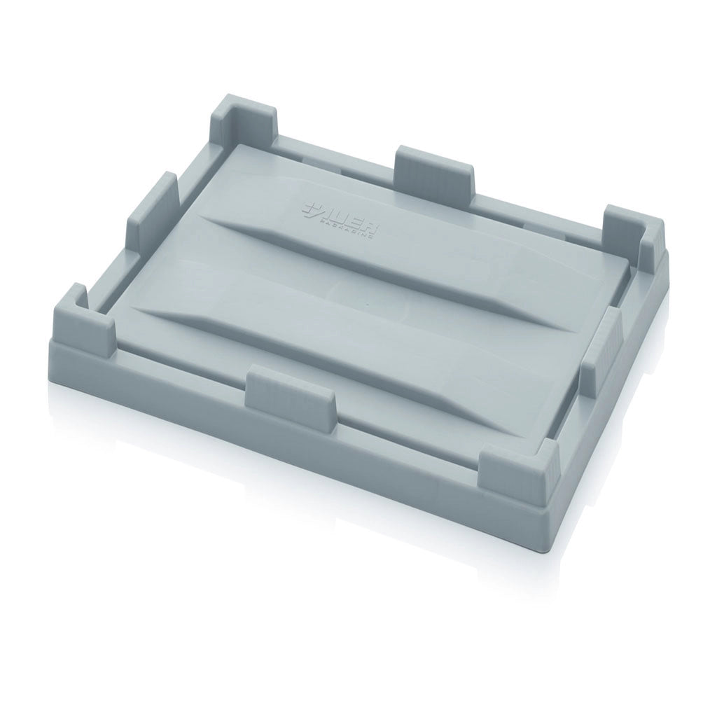 Side view of BRITA recycling collection box lid in grey plastic with raised edges