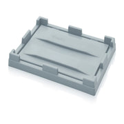 Side view of BRITA recycling collection box lid in grey plastic with raised edges